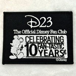 Disney D23 Official Fan Club Celebrating 10 Fan-Tastic Years Patch Black White